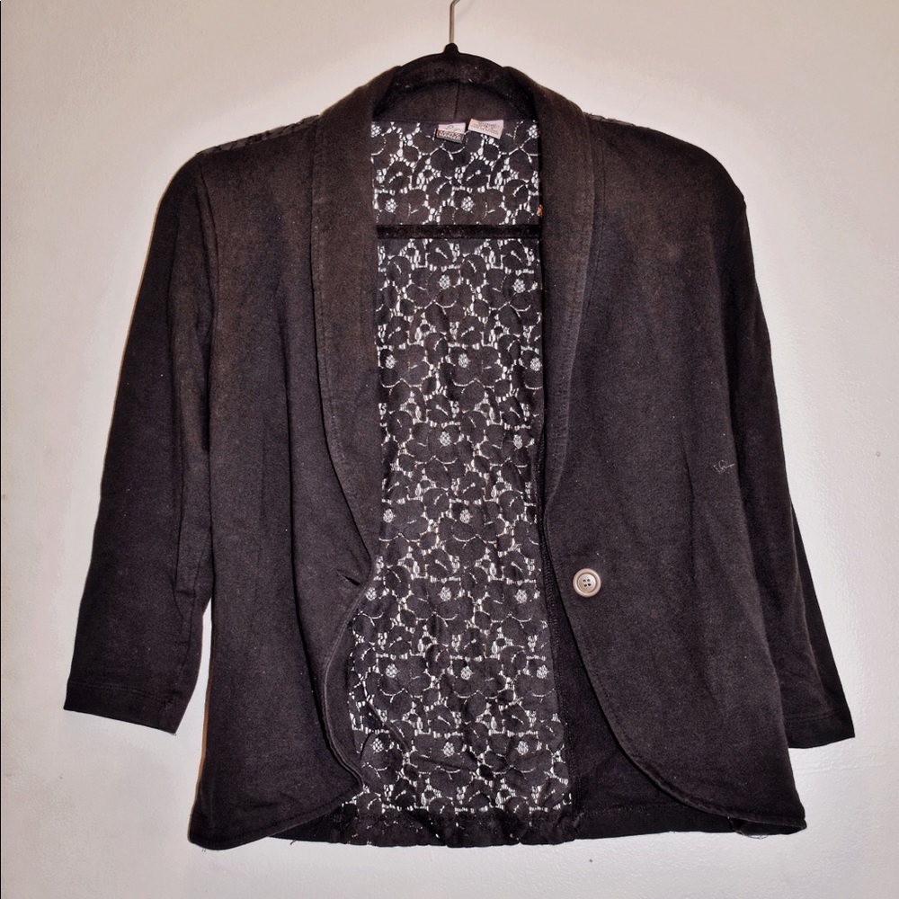 Black Blazer with Floral See Through Back
